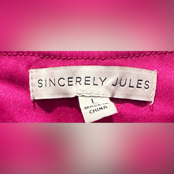 Sincerely Jules Strappy Metallic Fuschia Draped Neck Mini Slip Dress TB4 - Picture 5 of 5